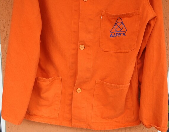 Vintage Orange Work Jacket Greek Chore Coat Workw… - image 3
