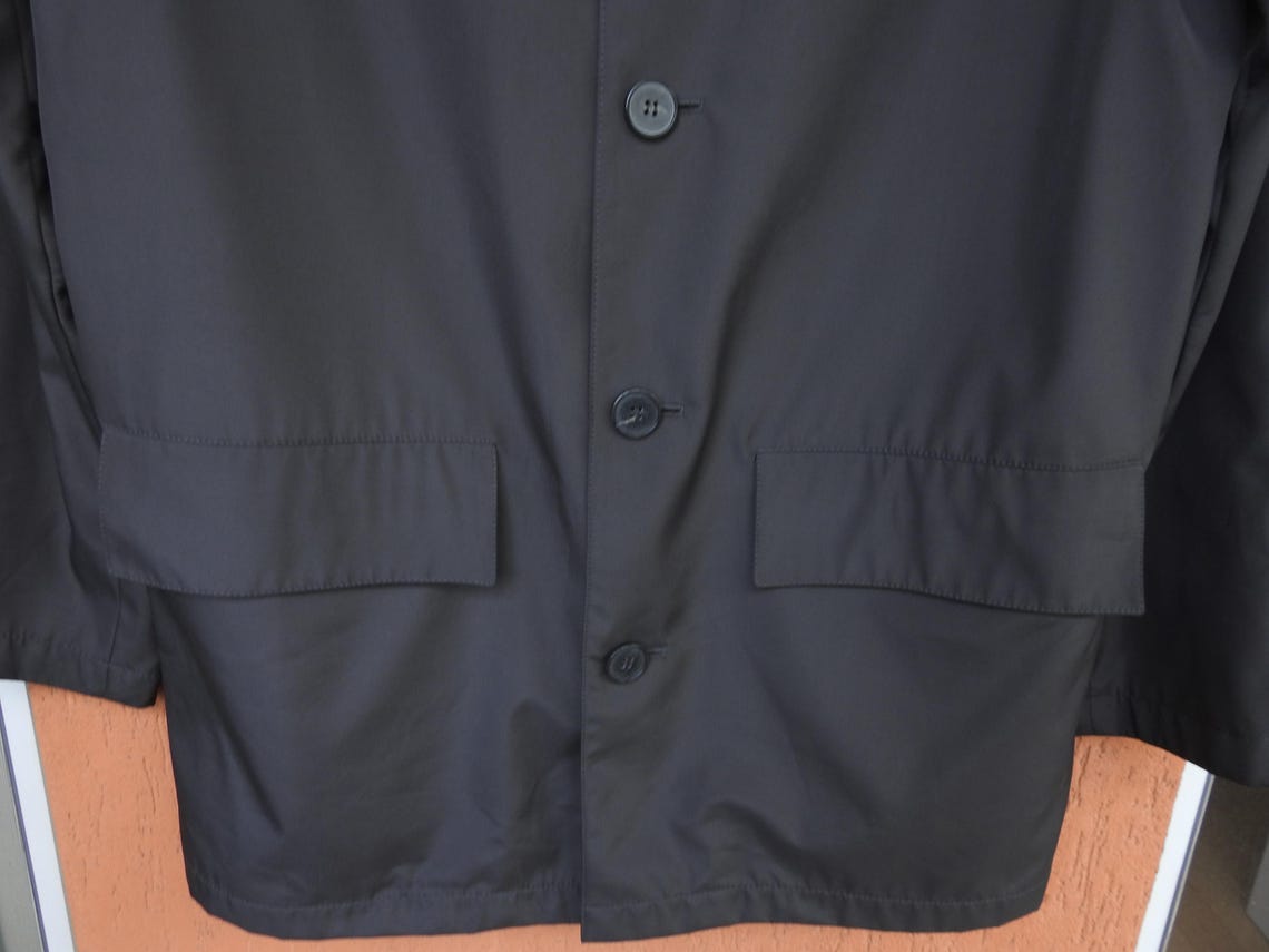 Vintage Karl Kappaun Leibnitz Rain Coat Jacket, Charcoal Gray Men's Trench Coat Size L, foto 3 di 5