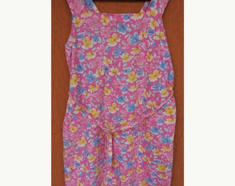 Vintage Canda Floral Summer Dress Pink XL