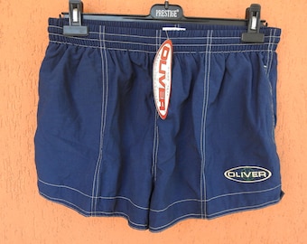 Vintage OLIVER Badminton Squash Shorts Mens Blue Nylon Bermuda (M) W32"-42"