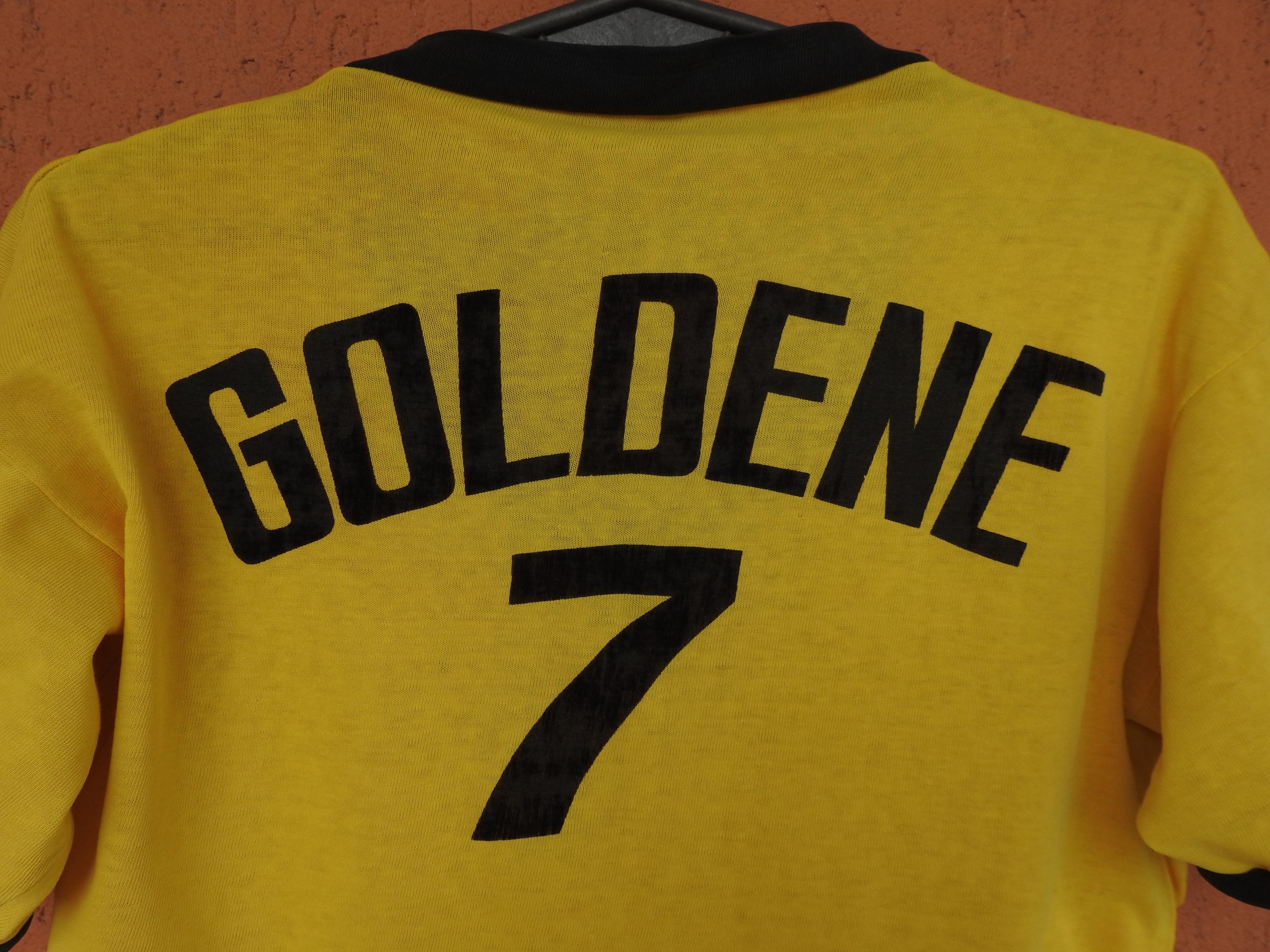 Vintage 70s Football Jersey #7 Soccer Goldene Yellow Shirt (M/L
