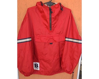 Vintage Smock Jacket Popover Anorak Nylon Windbreaker Red BRITCHES S/M