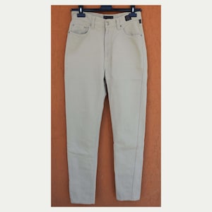 Vintage 90s VERSACE Jeans Couture Womens Ribbed Pants Beige W29x31 Made in Italy Ittierre