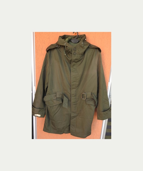 Vintage 70s Bulgarian Army Military Style Trench Jacket Outdoor Parka NEW (L)