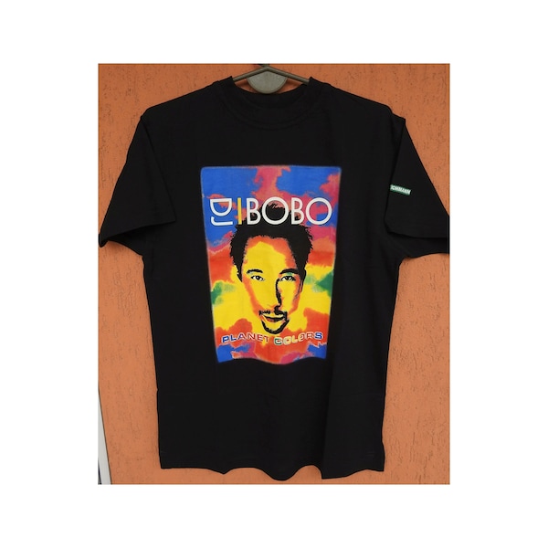 DJ BOBO 2001 Planet Colors Tour T-Shirt Schwarz Sz M Vintage Tee