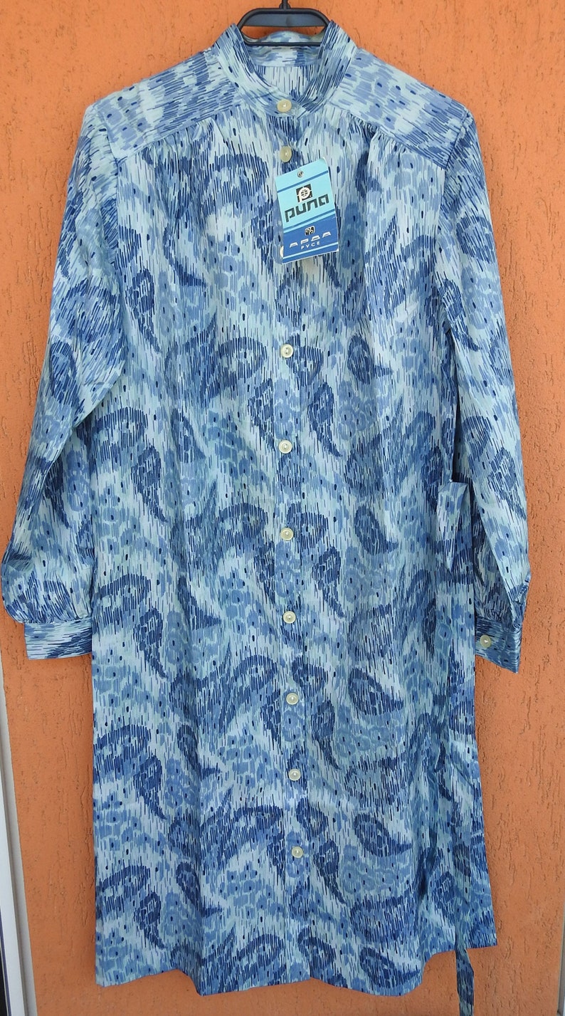 Vintage 70s Womens Summer Dress Communist Bulgaria Ladies House Coat Polyester 170/M/L NEW with TAGS image 3