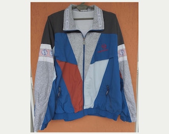 Sergio Tacchini Tennis Track Jacket Mens Large Vintage 90s Color Block Geometric