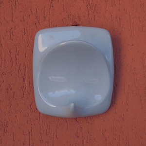 Vintage Porcelain Bathroom Towel Hook Hanger Rack Blue 70s Bathroom Decor 7&quot;, 18 cm