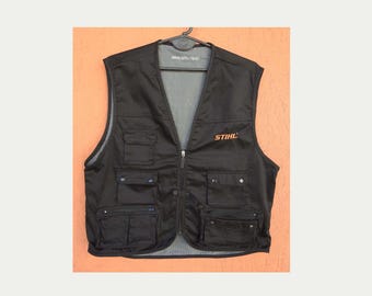 STIHL Multi-Pockets Utility Work Lumberjack Vest Workwear Jacket Black New (M)