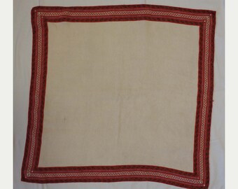 Vintage Balkan Embroidered Tablecloth: Rustic Balkan Decor (25"x25")