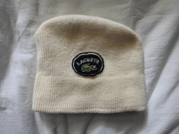 Vintage 80s LACOSTE Wool Beanie Hat Knit Ski Winter Made - Etsy