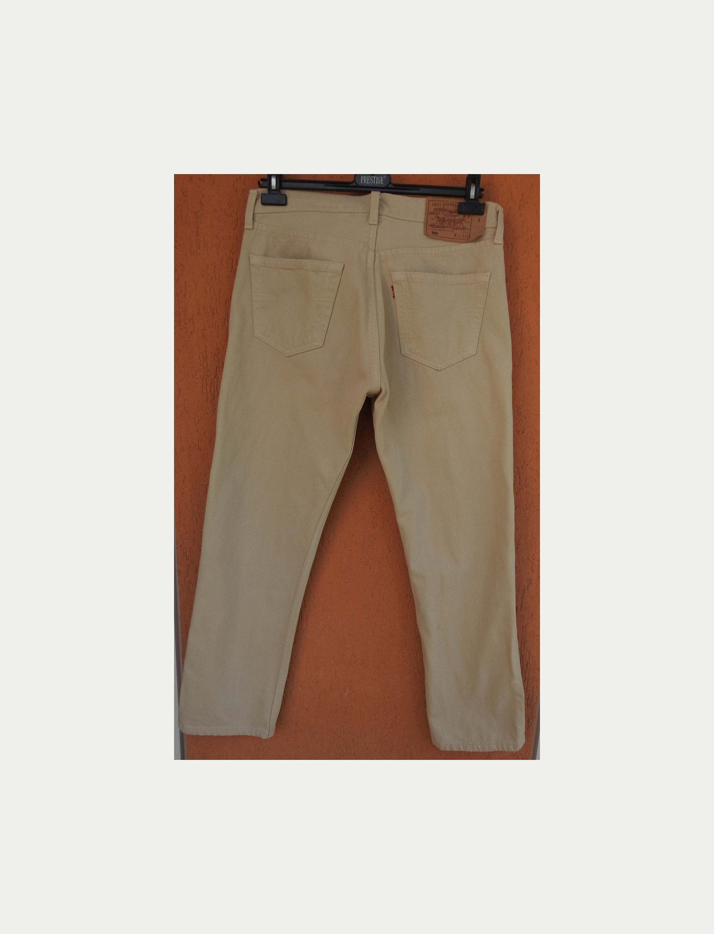 Vintage 90s Levis 501 Beige Jeans Made in USA W33 L30