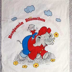 Benjamin Blumchen Poszewka na poduszkę Elephant Poszewka na poduszkę 1987 Vintage Cartoon Animowany serial 78 cm 30,5"