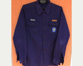 Koszulka Vintage German Boy Scout, mundur harcerzy w kolorze niebieskim (M)