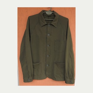 Uniqlo Work Jacket Mens Medium Chore Coat Workwear Military Green Stretch