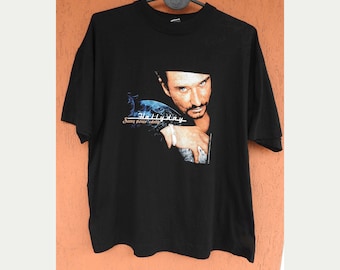 Johnny Hallyday Sang pour Sang 1999 Promo T-Shirt Black Vintage 90s Tshirt Tee (L)