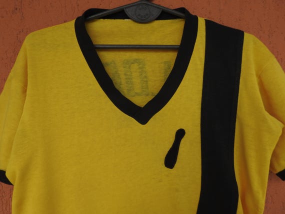 70s vintage yellow × blue football tee Adidas Vintage Soccer Jersey 1970s | Yellow and Blue