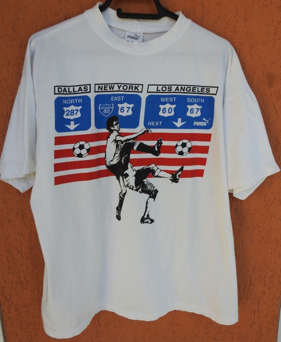 Vintage PUMA USA Soccer T-Shirt 90s Football Dall… - image 2