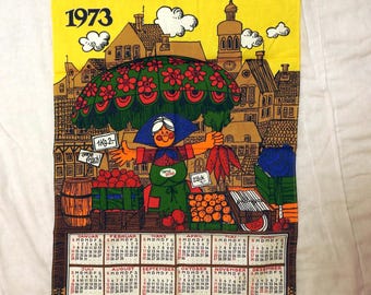 Vintage 1973 Landgold Küchen Kalender Werbung Geschirr Handtuch