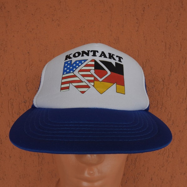 USA-GERMANY Kontakt Trucker Mesh Cap Hat Vintage Snapback 90s