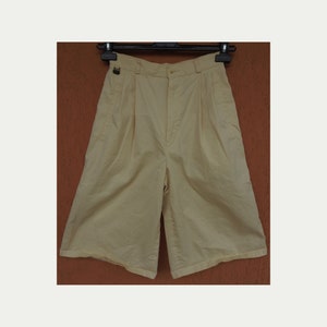 Lacoste Devanlay Womens Bell Bottom Shorts High Waisted Beige Vintage 36/W24/XXS