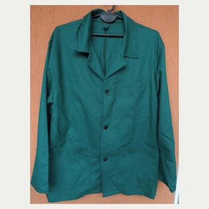 Vintage French Work Jacket Chore Coat Green Worker Wear Cotton Unbranded (M)