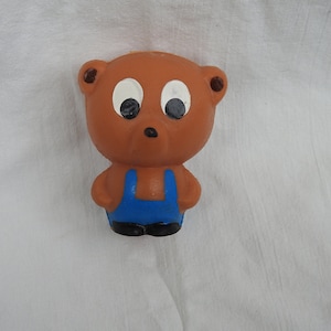 Vintage russische UdSSR Gummi Quietschspielzeug Bär Handgemalt 8,5 cm 3,35 &quot;