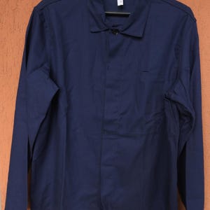 Vintage 80s French Work Jacket Chore Coat Indigo Blue Workwear Boho Urban (M)
