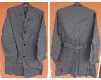 Vintage Lab Coat Work Long Jacket Chore Boho Urban Gray Sz L Mantel Sanfor Germany 80s NEW