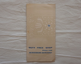 1970s Belgrade Airport Duty Free Shop Price List Brochure Pamphlet Leaflet Beograd