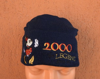 Vintage 2000 Disney Minnie Mouse Beanie Hat Winter Knit Blue 52/56 cm (S/M)