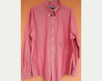 LANDS' END Vintage Heavyweight Shirt Iridescent Red Cotton Regular Fit (L) 16"