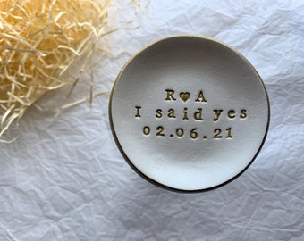 Personalised 'I Said Yes' Ring Dish, Wedding Gift, Couples Gift, Engagement Gift, Trinket Dish, Wedding Decor