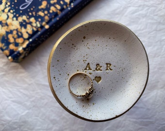 Personalised Gold or Silver Splatter Ring Dish, Wedding Gift, Engagement Gift, Bridesmaid Gift, Trinket Dish