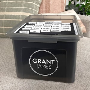 Personalized Memory Box Labels: School Keepsake Organizer Decals
