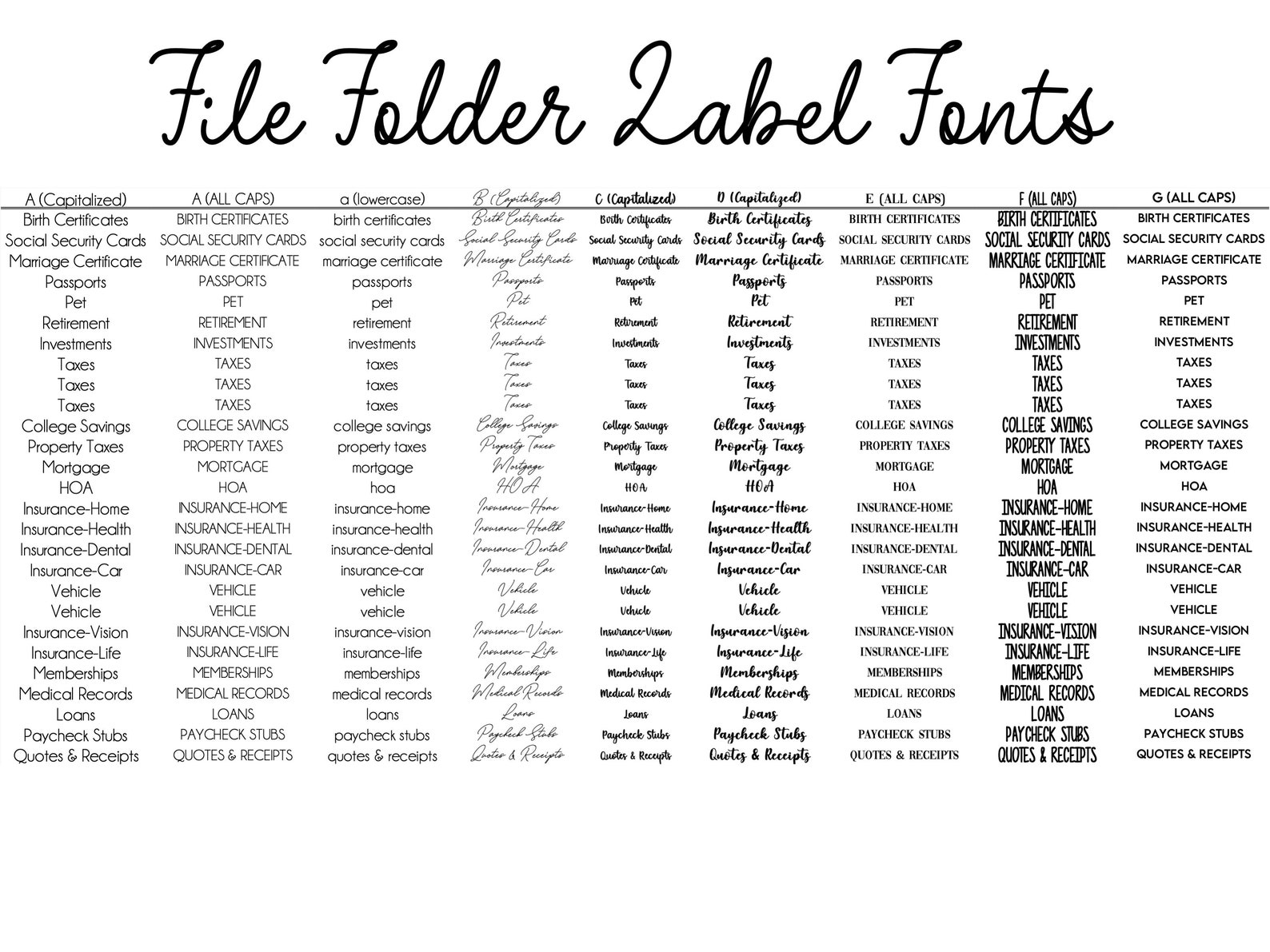 Precut Home Filing System LABELS Home Office Home Etsy