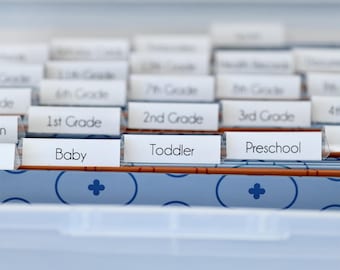 Baby Milestone Labels: File Box Organizer Stickers & Name Decal