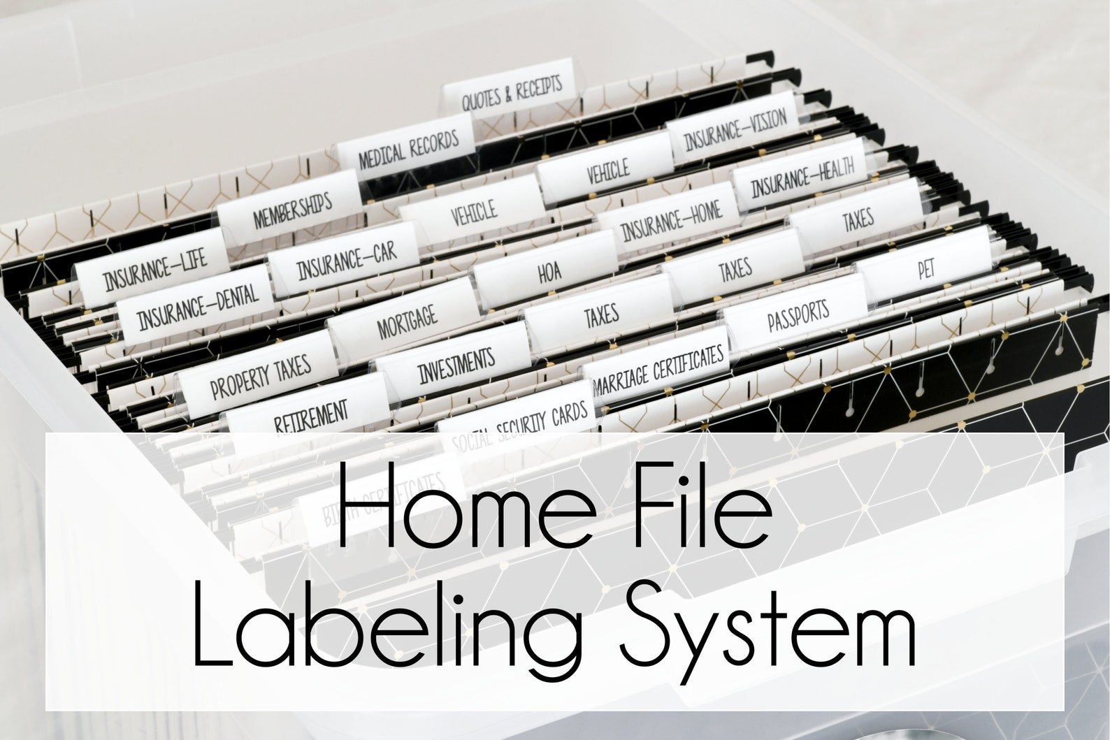 Precut Home Filing System LABELS, Home Office, Home Organization