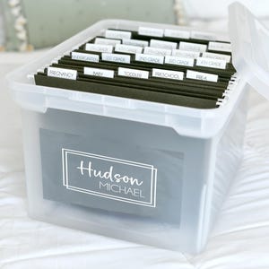 Personalized Baby Memory Box Decal & Labels: Keepsake Organizer