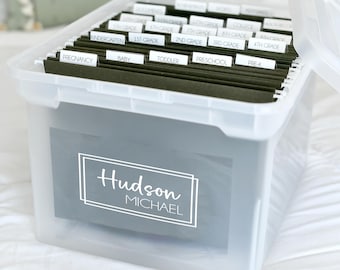 Personalized Baby Memory Box Decal & Labels: Keepsake Organizer