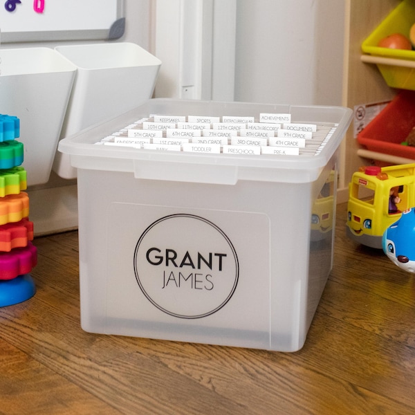 Kids Milestone Box Labels: School Years Keepsake File Organization