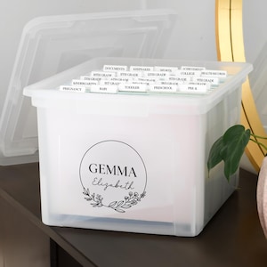 Personalized Baby Memory Box Decal & Labels: Keepsake Organizer image 17