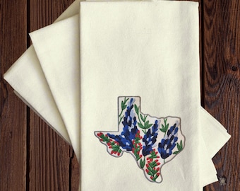 Bluebonnet Embroidered Tea Towel