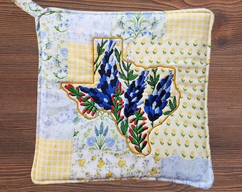 Texas Bluebonnet Embroidered Pot Holder
