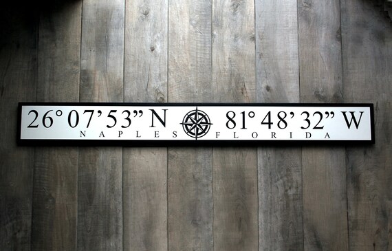 Naples Florida Coordinates Sign Etsy