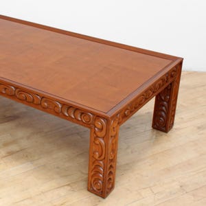 Drexel Parsons Coffee Table- Checkerboard Estorada Hand Carved Teak