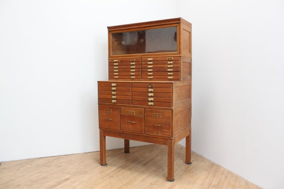 Antique Mission Oak Filing Cabinet File Flat Card Catalog File Etsy