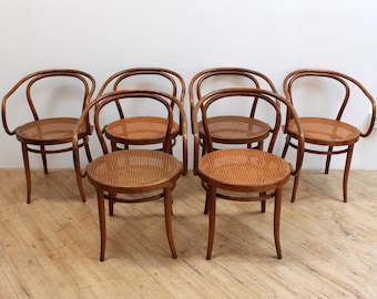 Antique Thonet Cane Chairs B9 209 Armchairs- Set of 6