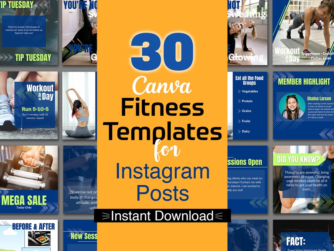 Fitness Instagram Templates Canva Gym Instagram Posts Fitness Coach ...