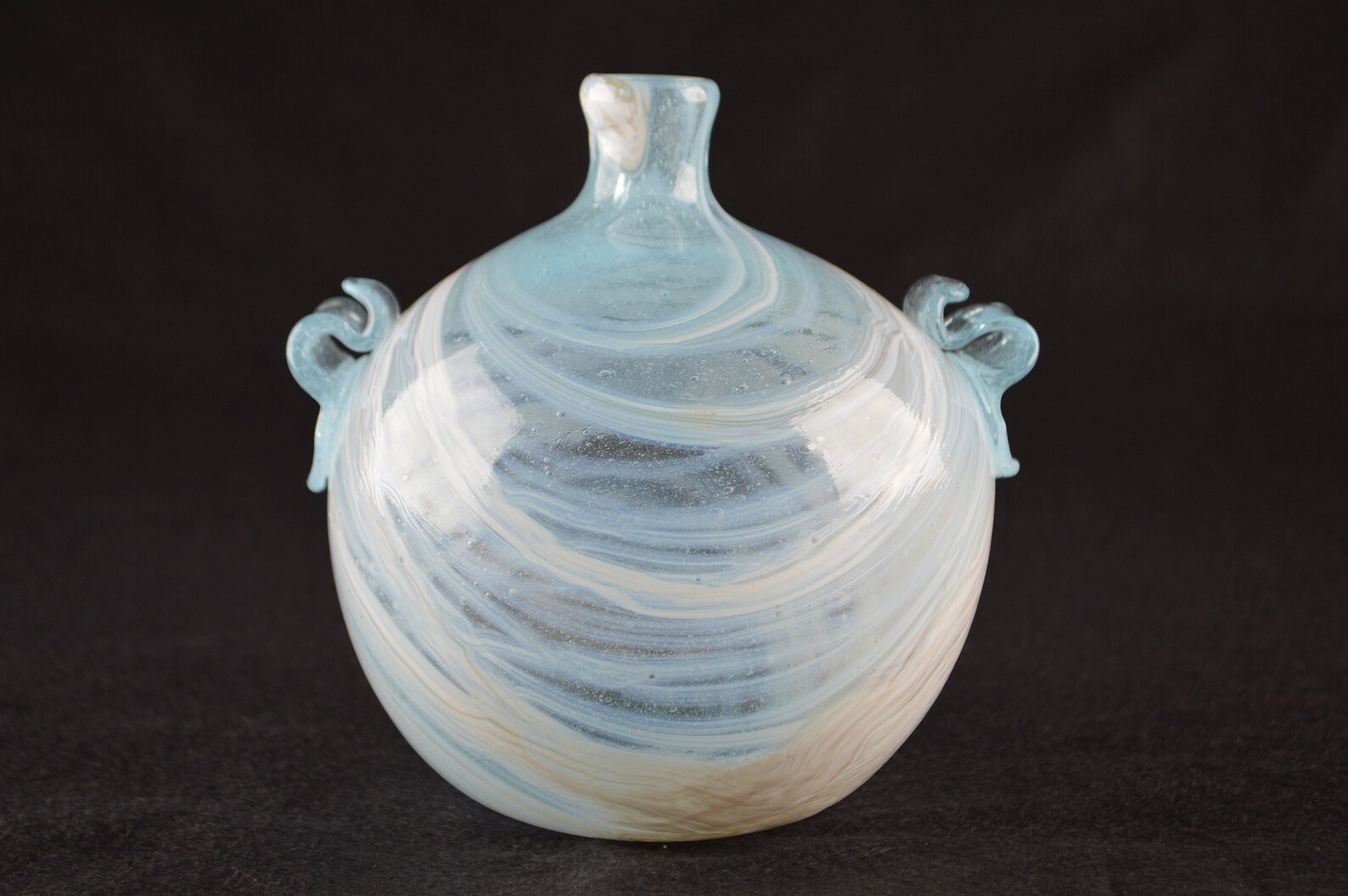 Hand Blown Glass Vase Blue and White Swirl Etsy